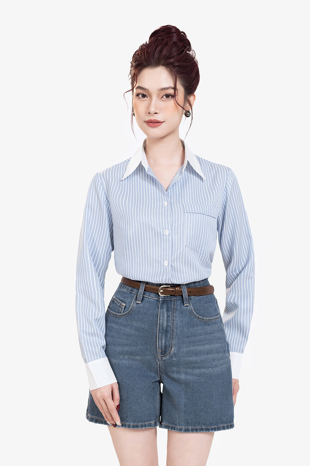 Quần short jean nữ lưng cao