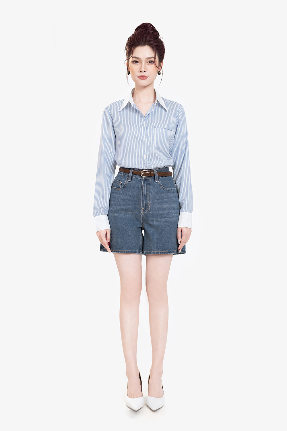 Quần short jean nữ lưng cao