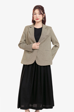 Áo khoác blazer nữ tay dài họa tiết caro