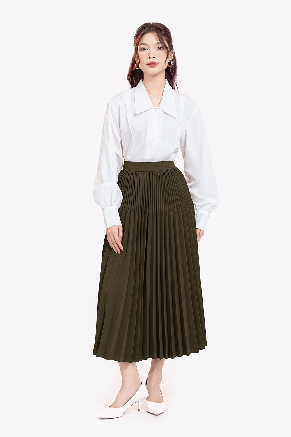 Áo sơ mi nữ màu trắng tay dài