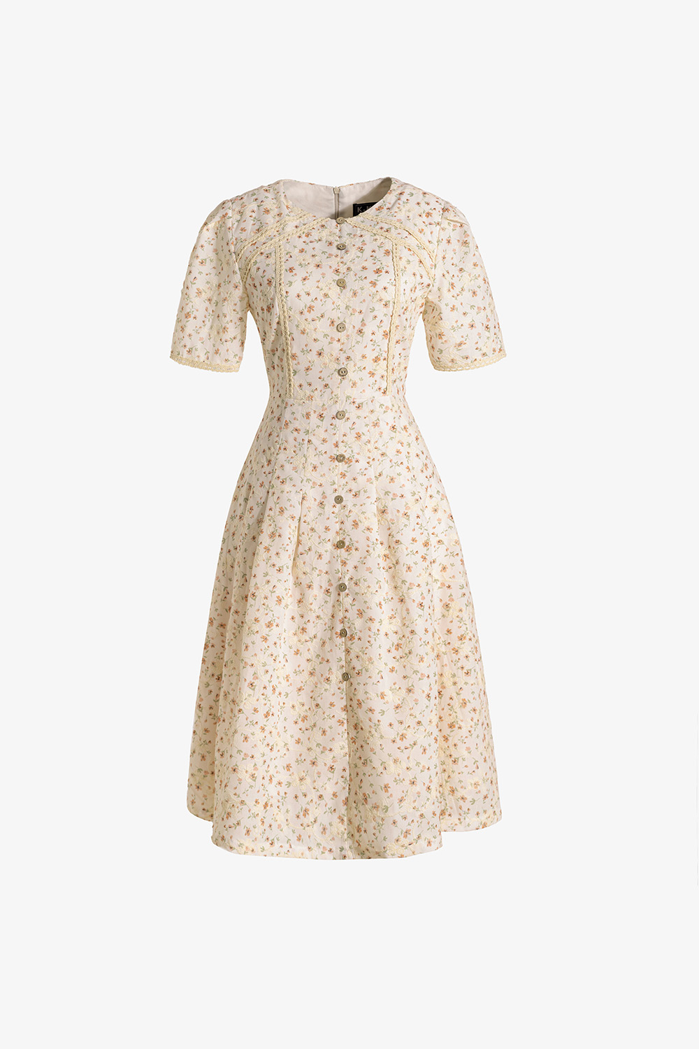 Đầm xòe xếp ly họa tiết hoa nhí