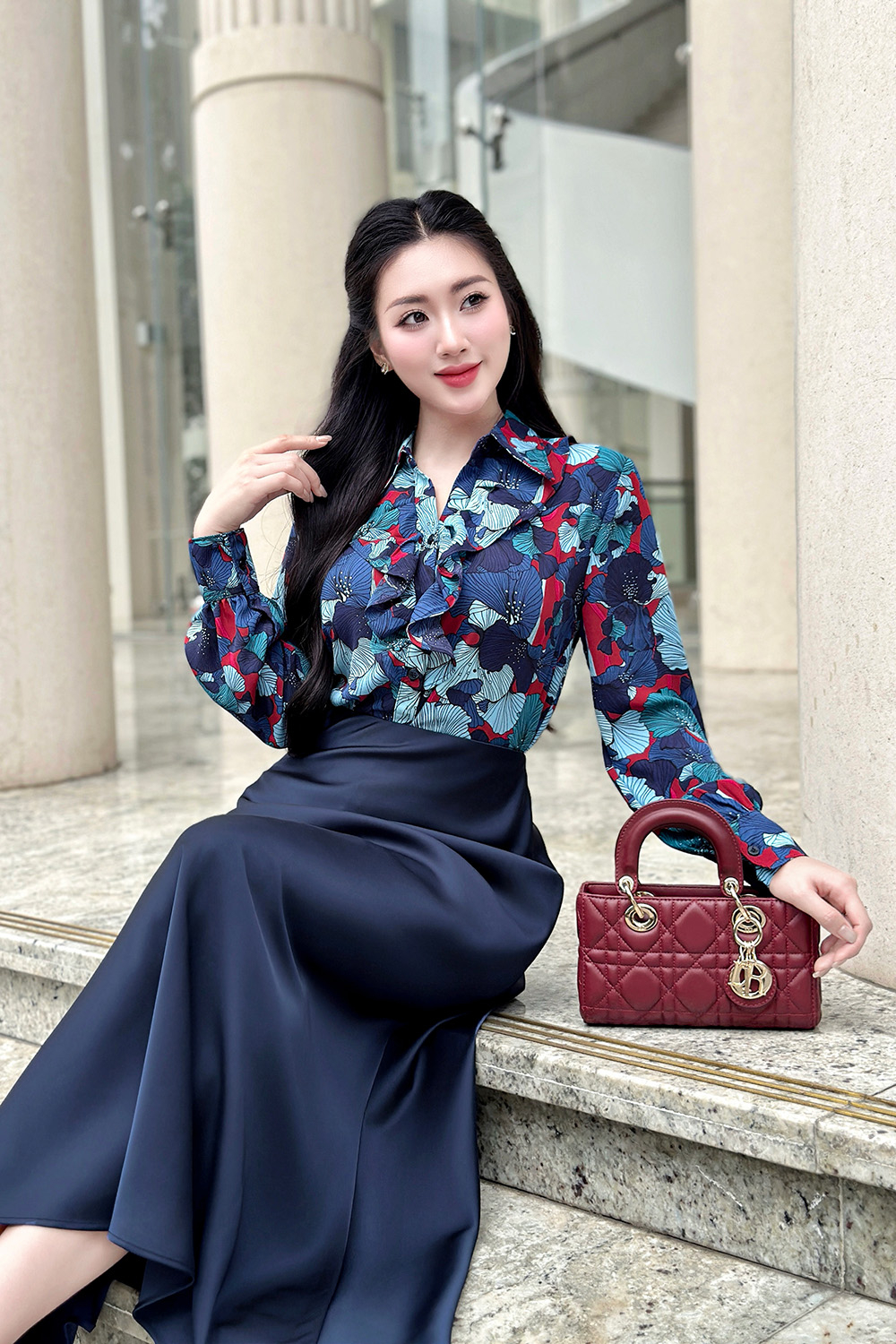 Áo sơ mi công sở họa tiết hoa