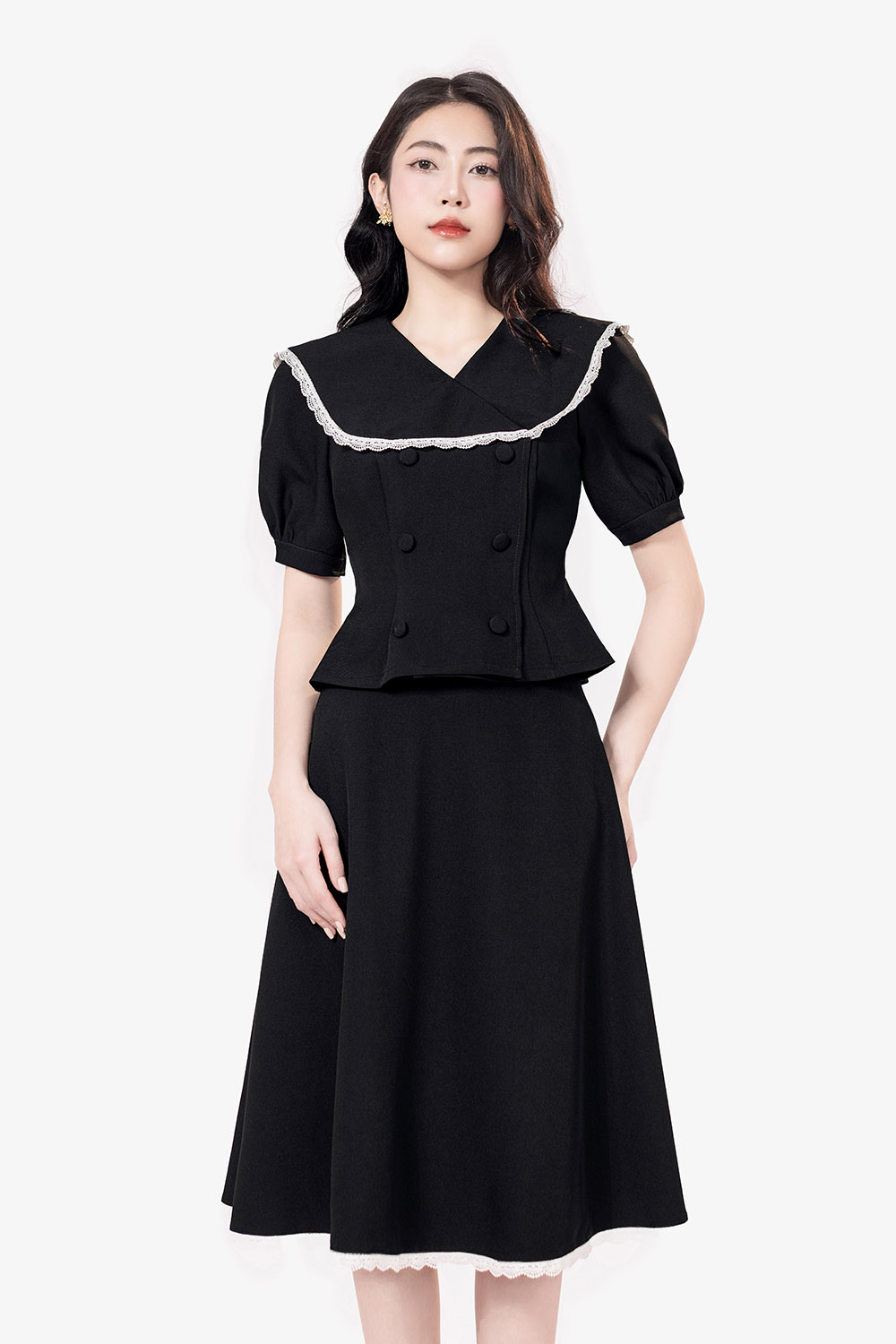 Áo kiểu công sở nữ màu đen