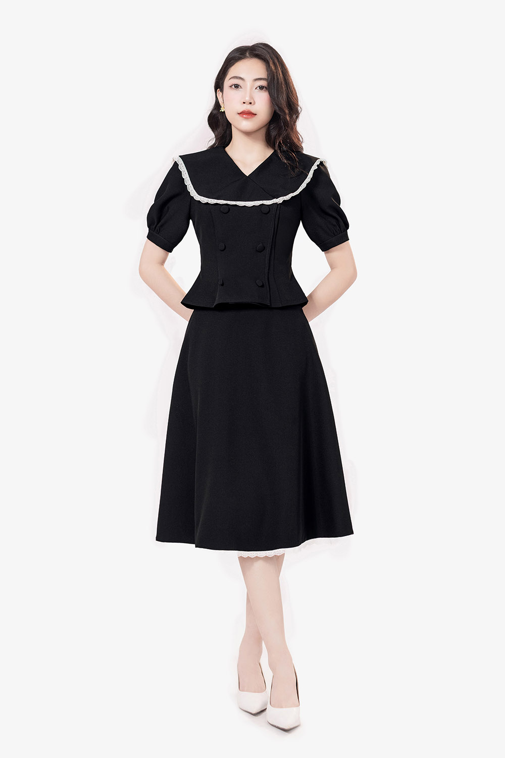 Áo kiểu công sở nữ màu đen