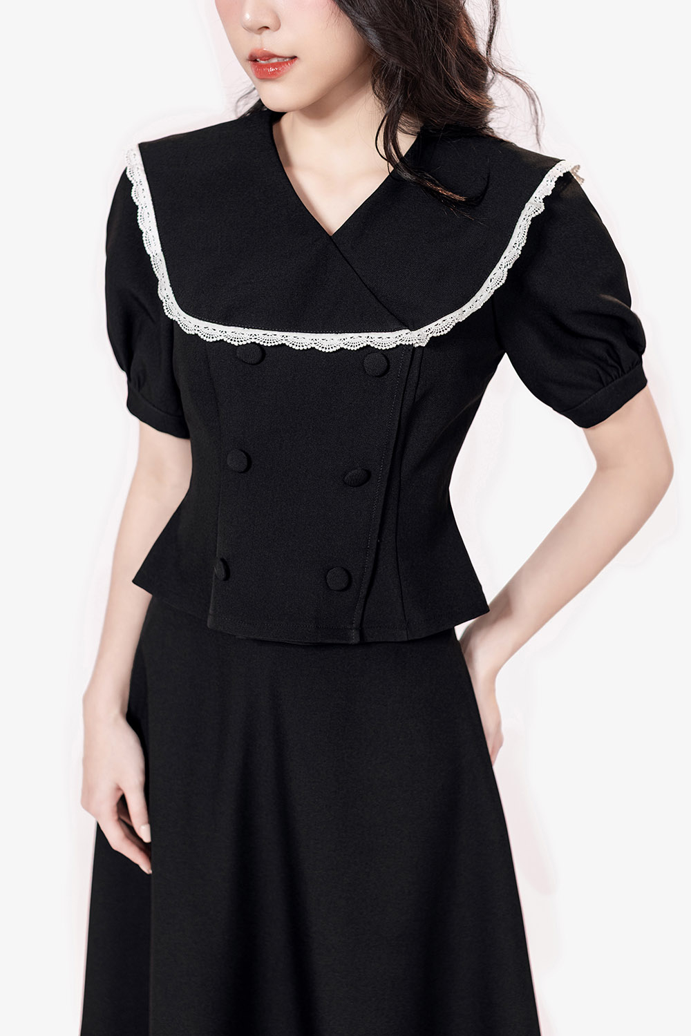 Áo kiểu công sở nữ màu đen
