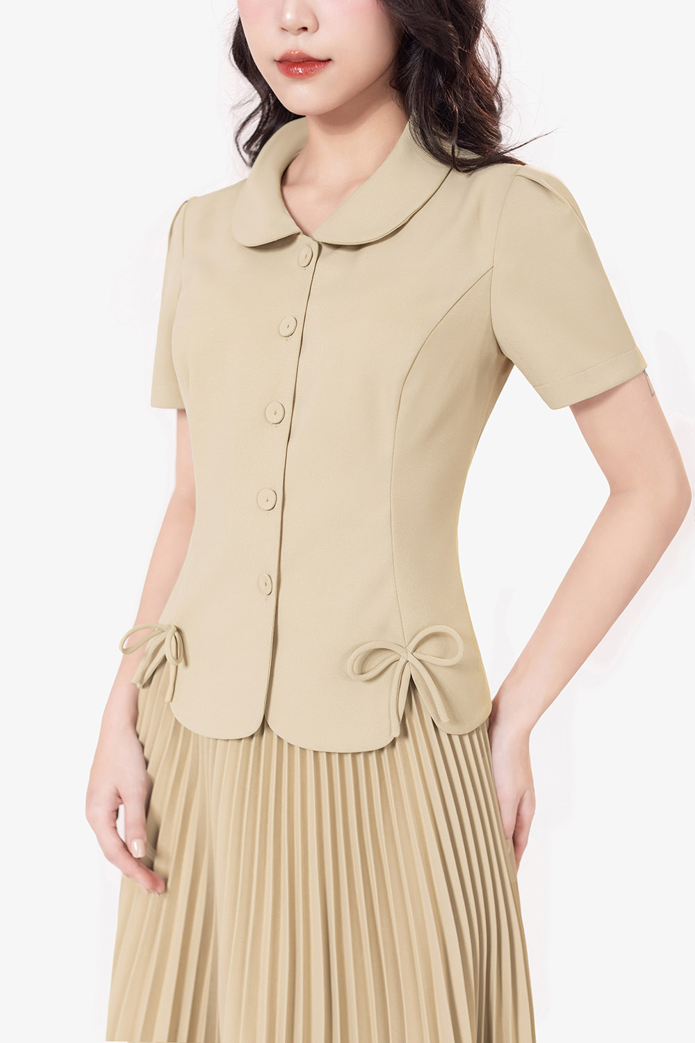 Áo kiểu công sở nữ phối nơ