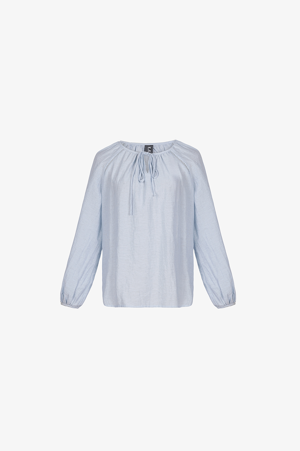 Áo kiểu tay dài cổ phối nơ