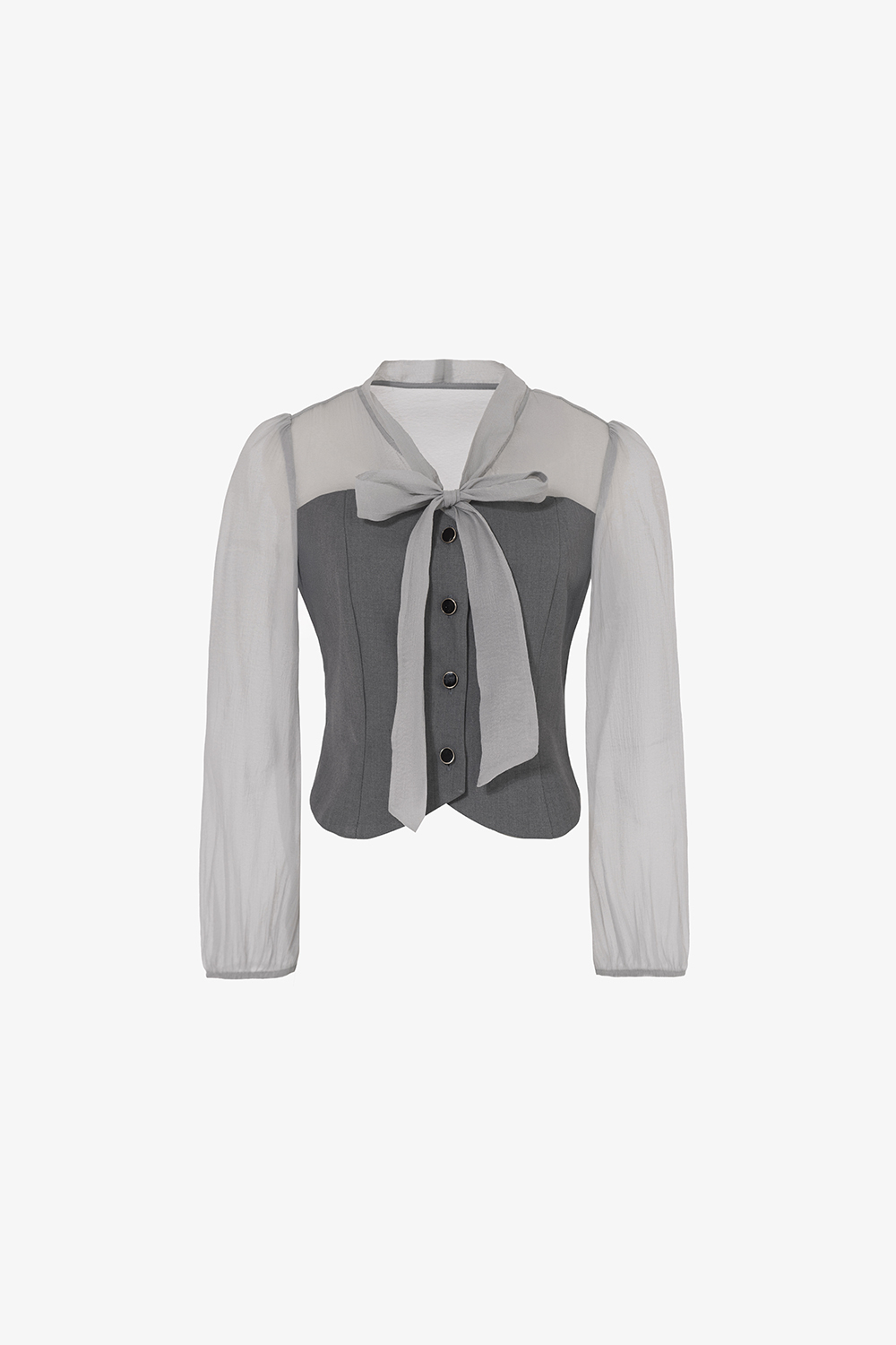 Áo kiểu công sở nữ phối màu tay dài