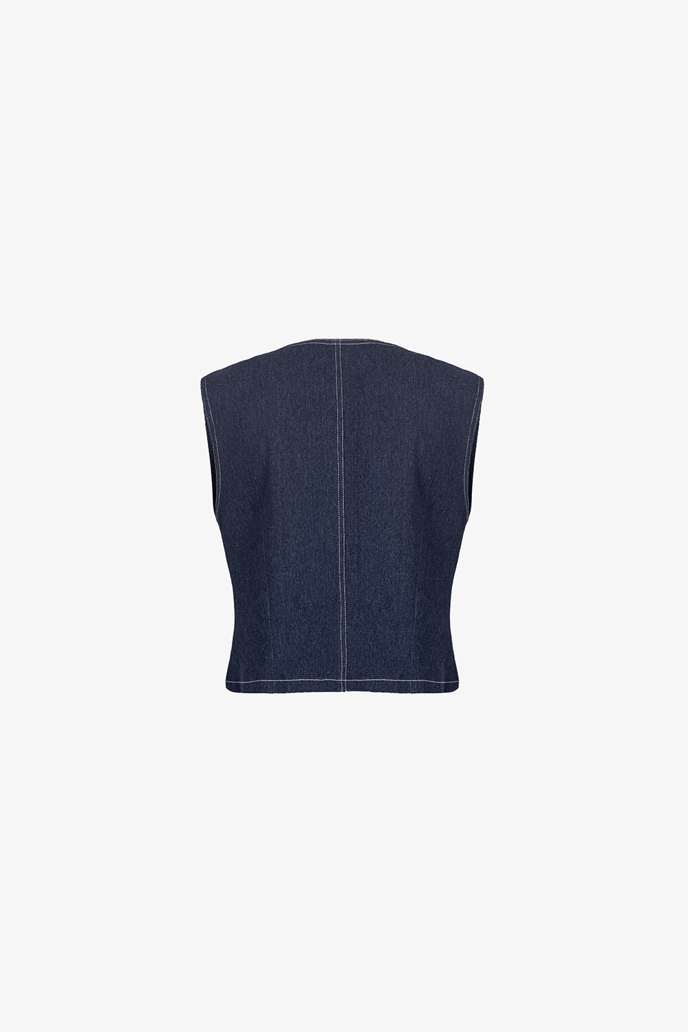 Áo gile denim nữ phối viền