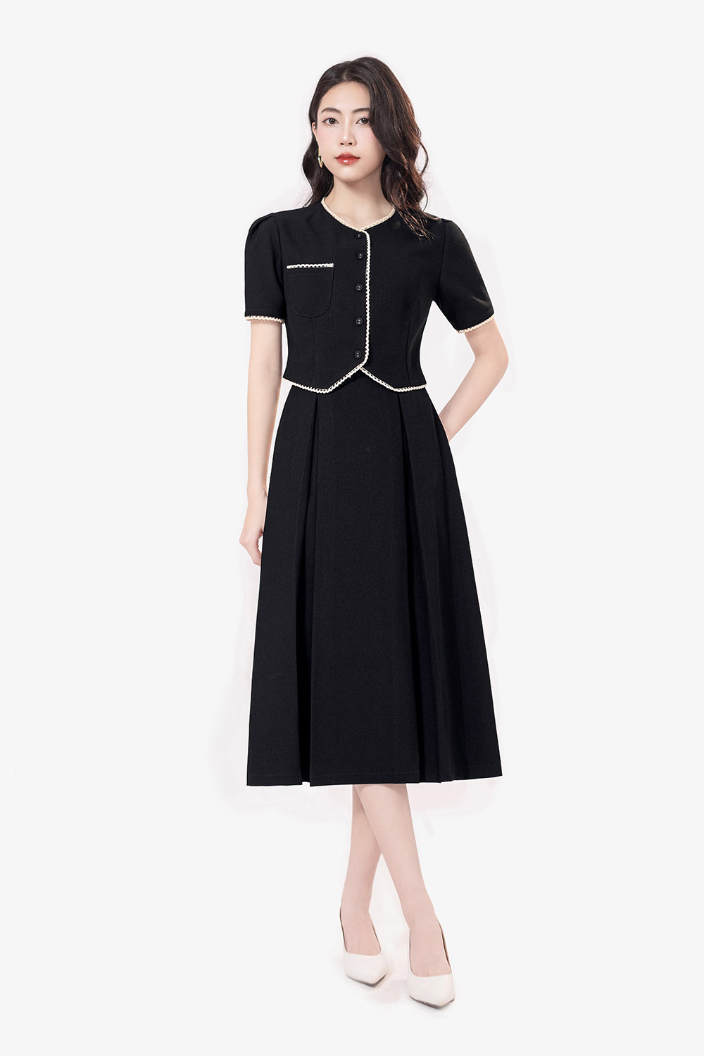 Chân váy đen công sở dáng dài