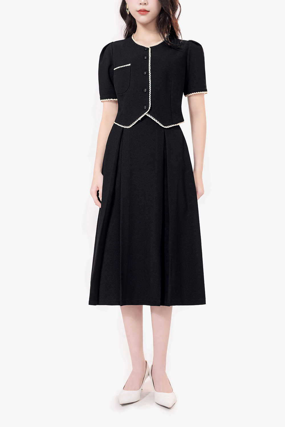 Chân váy đen công sở dáng dài