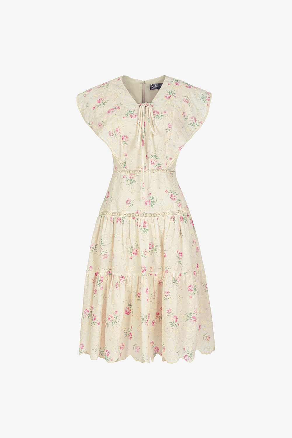 Đầm hoa dáng xòe viền đăng ten