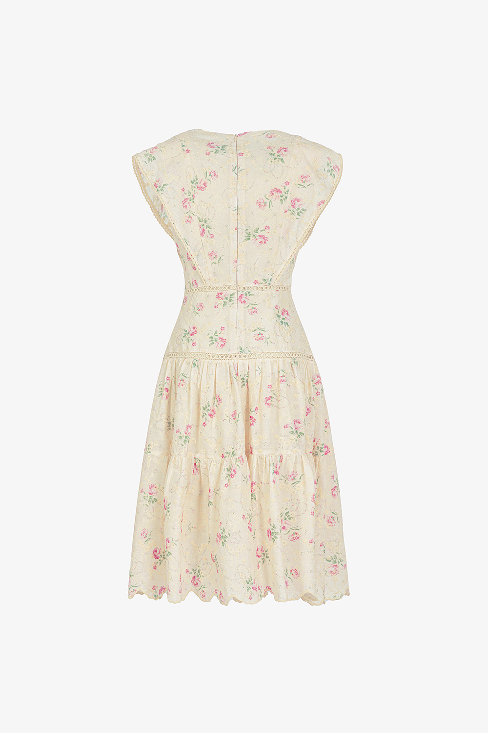 Đầm hoa dáng xòe viền đăng ten