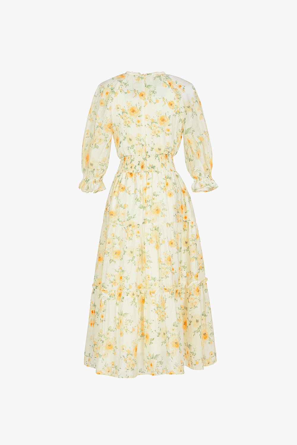 Đầm hoa dáng dài đuôi cá cổ phối nơ