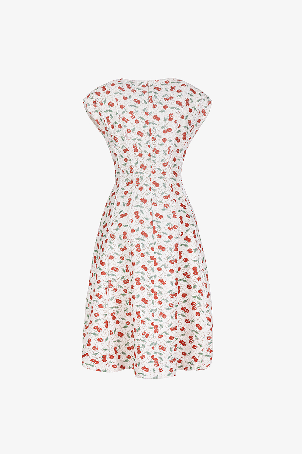 Đầm trắng họa tiết dáng chữ A phối nút