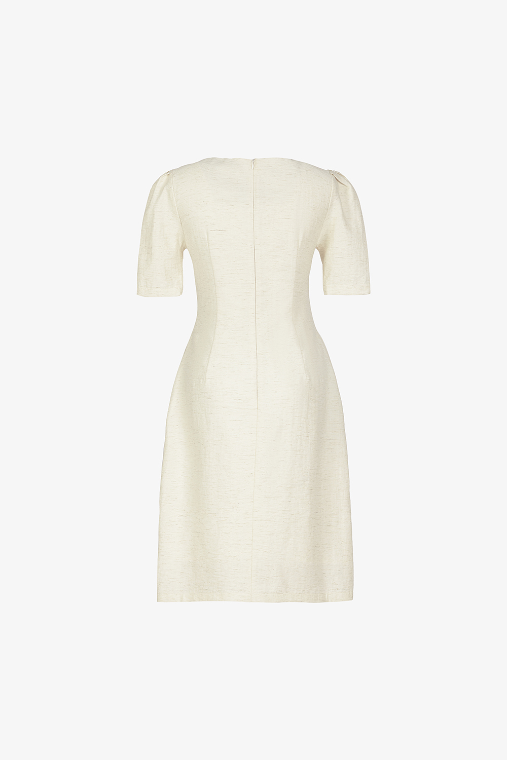 Đầm trắng suông chữ A công sở đính hoa đen