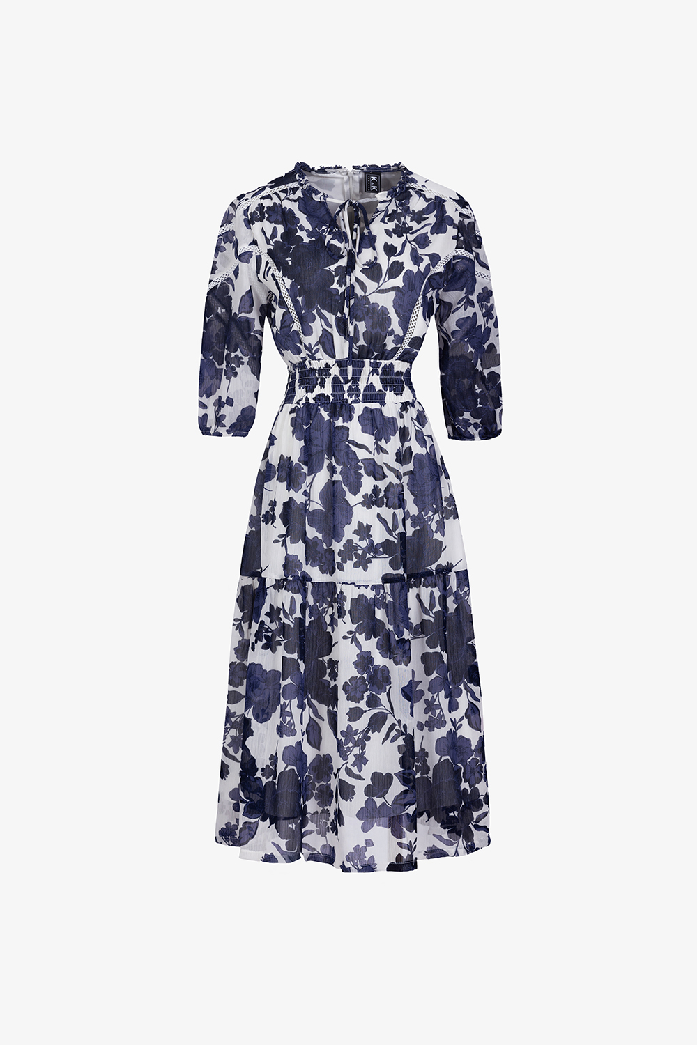 Đầm họa tiết dáng xòe đuôi cá tay lỡ