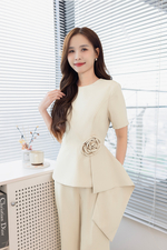 Áo peplum công sở nữ đính hoa
