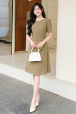Đầm chữ A công sở kèm thắt đai eo