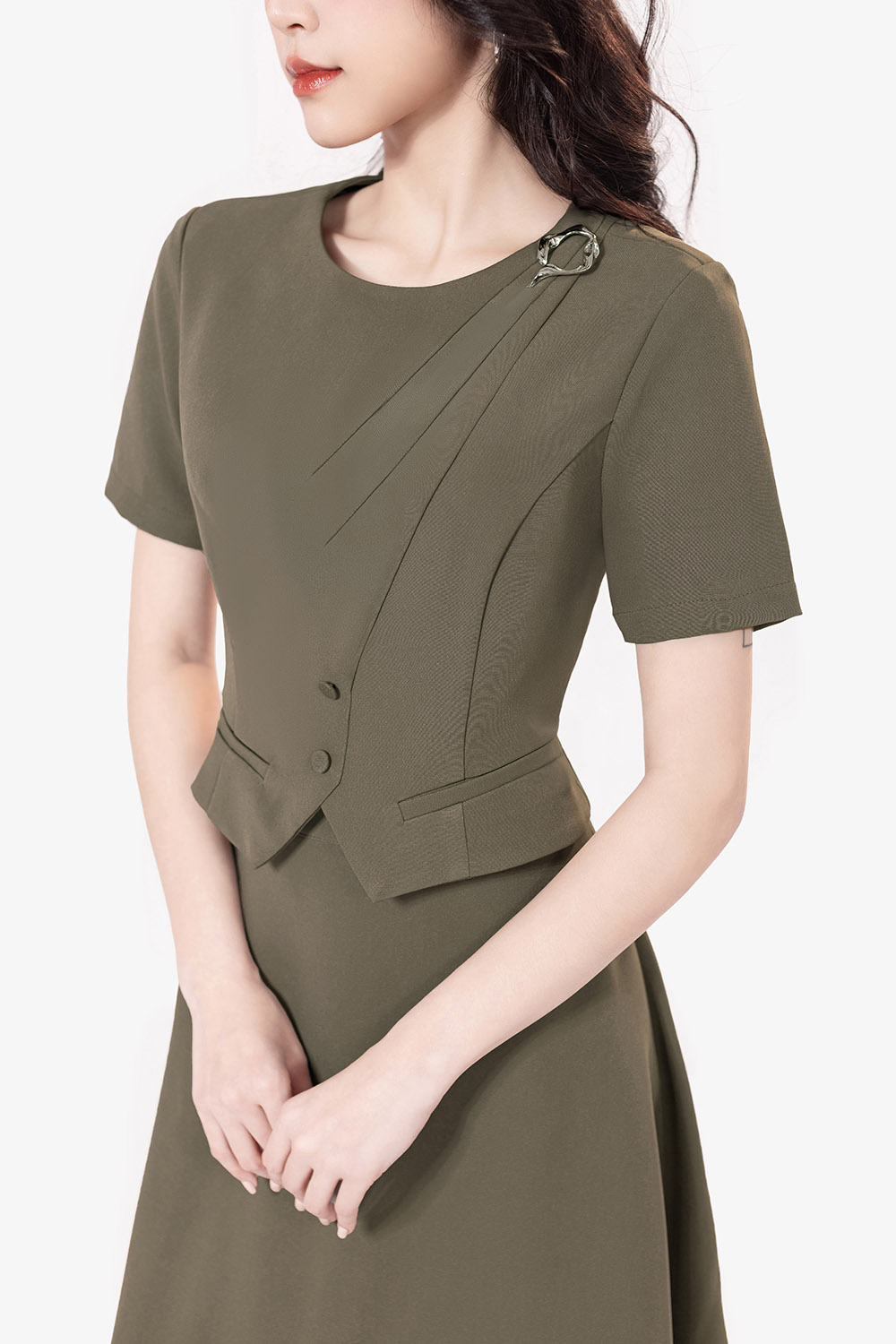Áo công sở nữ dáng ngắn croptop