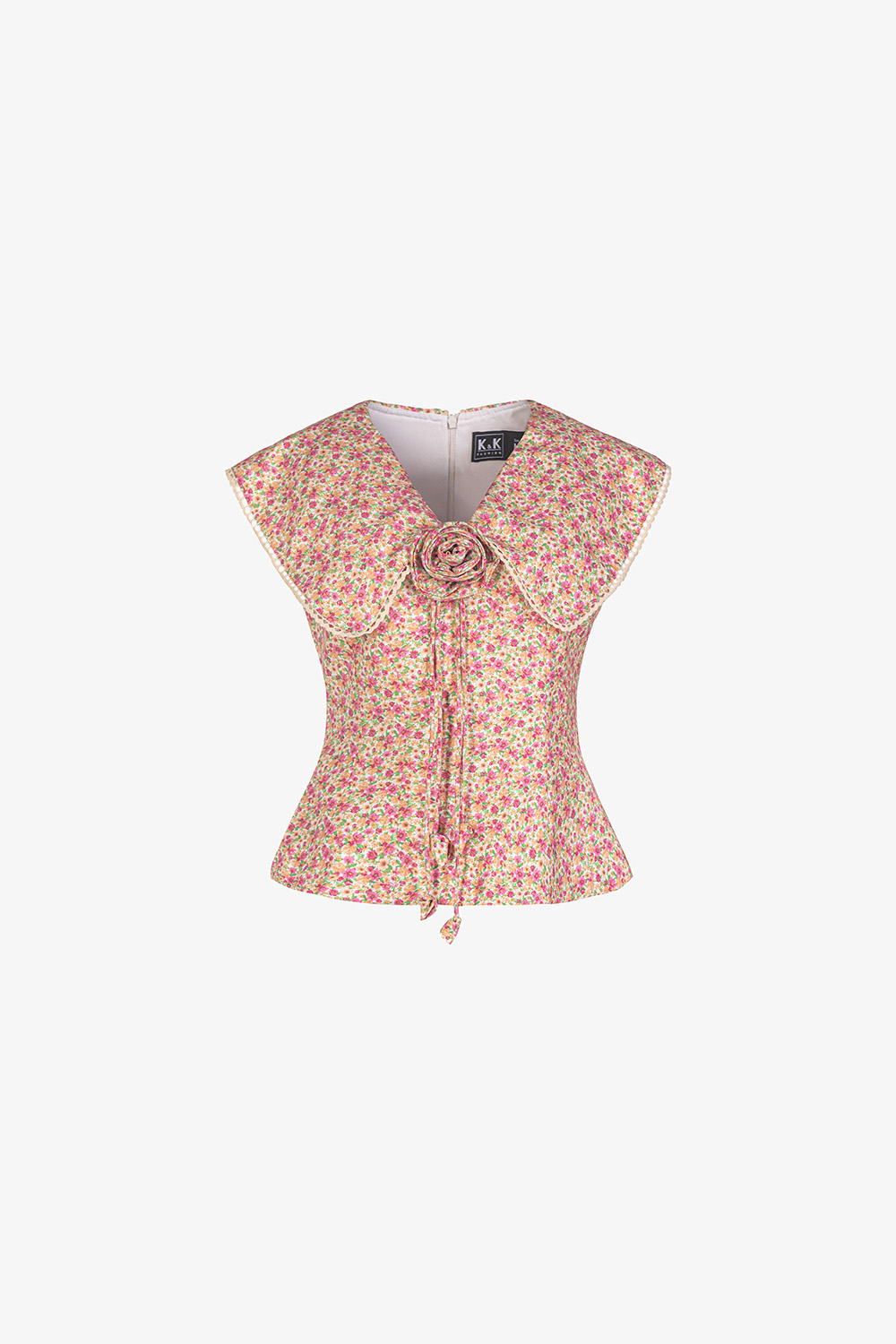 Áo kiểu hoa nhí nữ cổ đính hoa