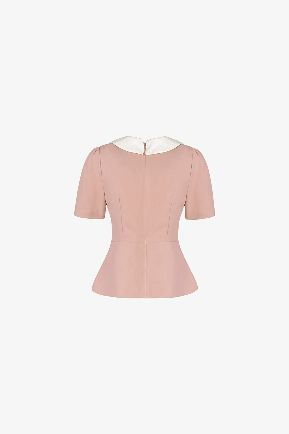 Áo kiểu nữ màu hồng phối cổ sen trắng