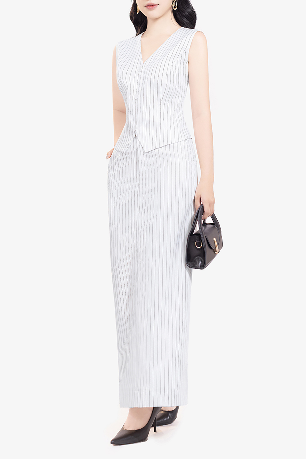 Chân váy suông kẻ sọc dáng dài