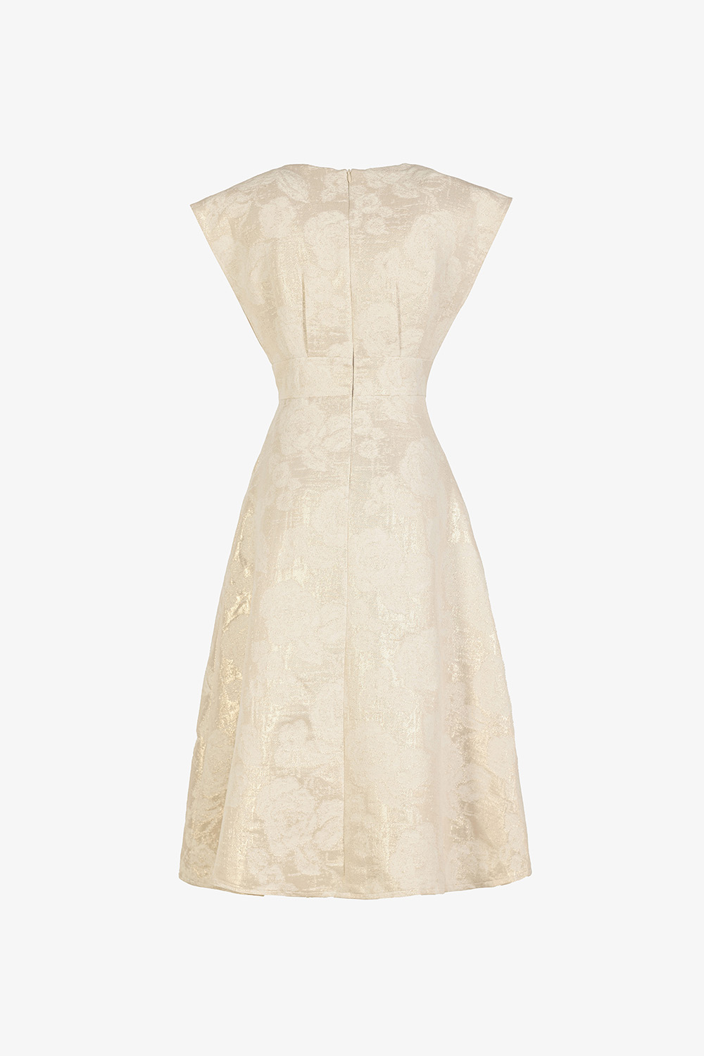 Đầm xòe tafta dự tiệc nhấn eo cao đính hoa