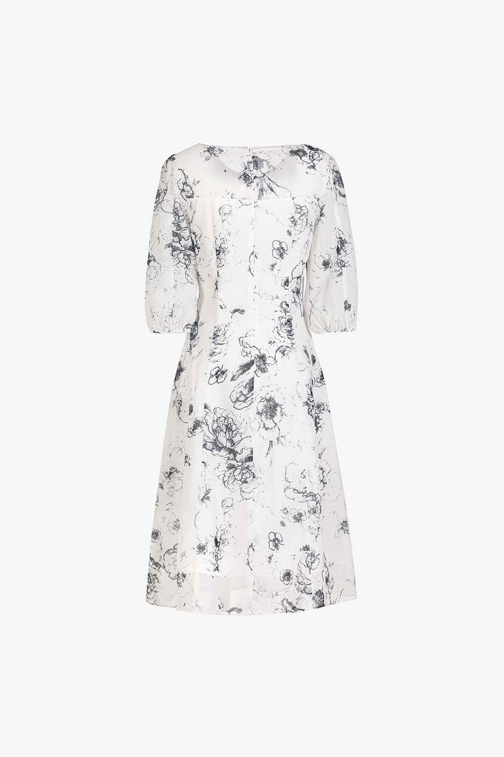 Đầm voan trắng dáng A xòe cổ phối nơ