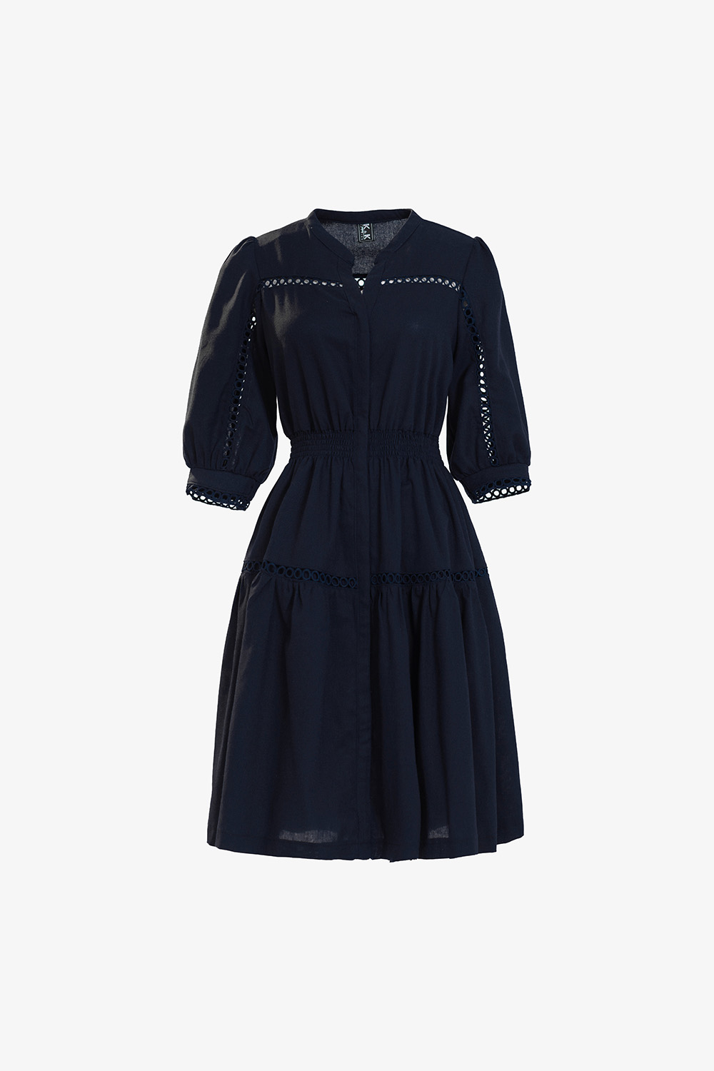 Đầm xòe viền đăng ten eo bo chun