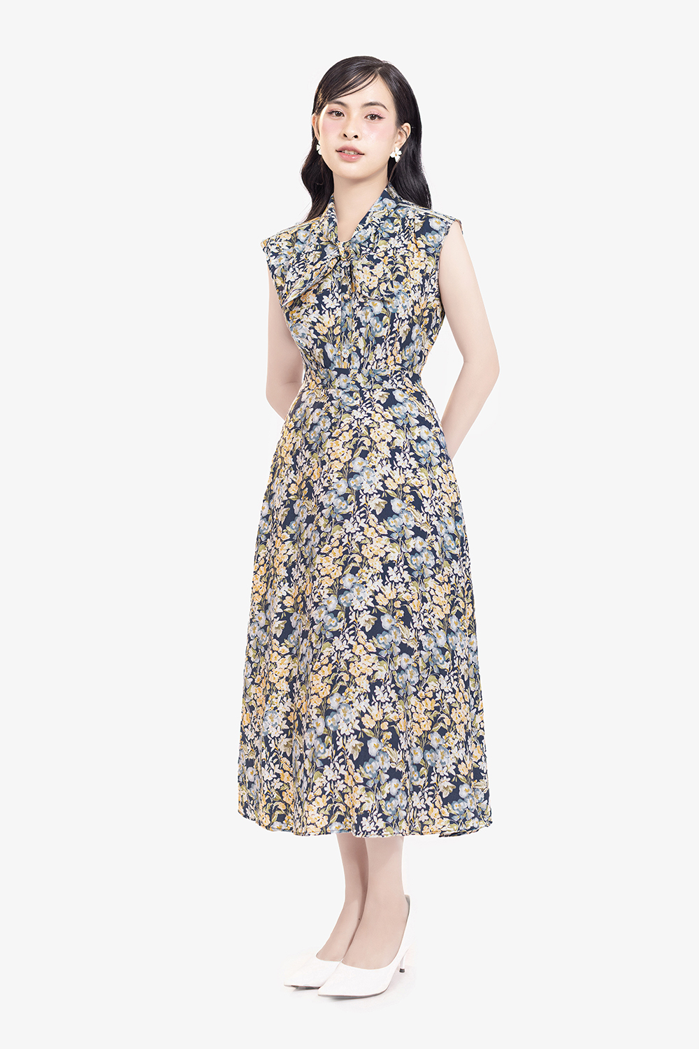 Đầm hoa nhí nhiều màu dáng xòe dài