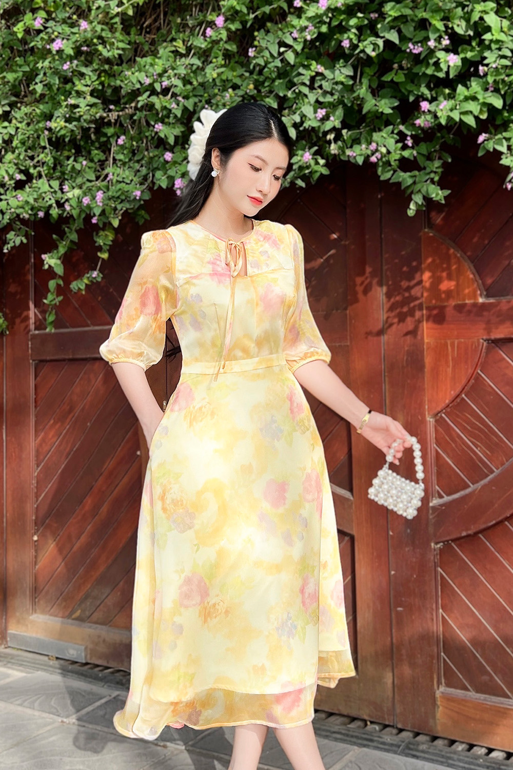 Đầm voan nhiều màu dáng dài tay lỡ