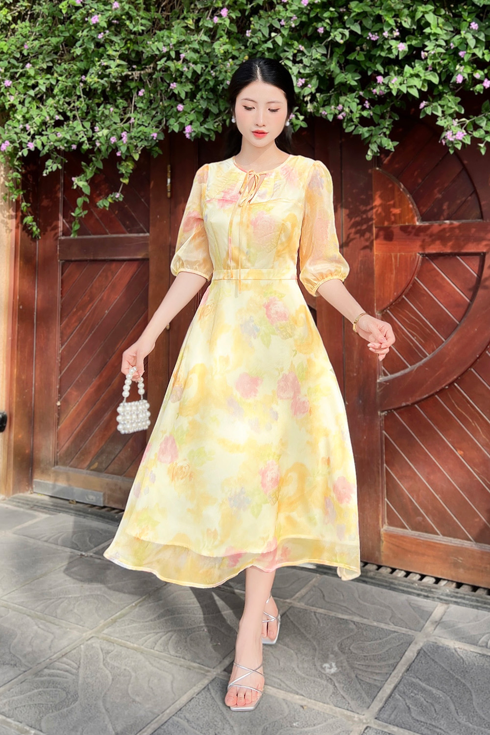 Đầm voan nhiều màu dáng dài tay lỡ