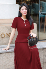 Áo kiểu peplum công sở màu đỏ