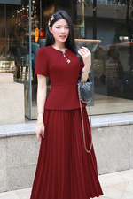 Áo kiểu peplum công sở màu đỏ