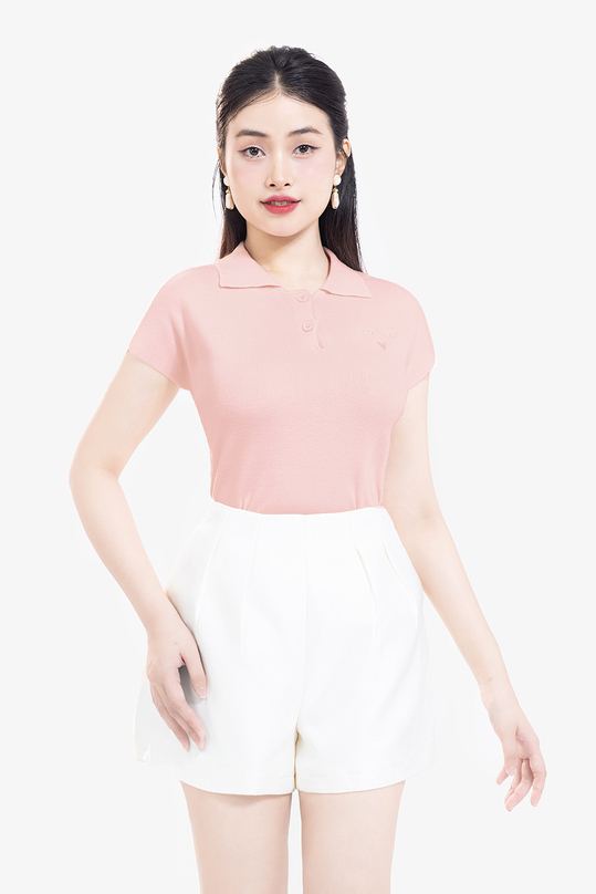 Áo len dệt kim tay hến màu hồng ASM24-37