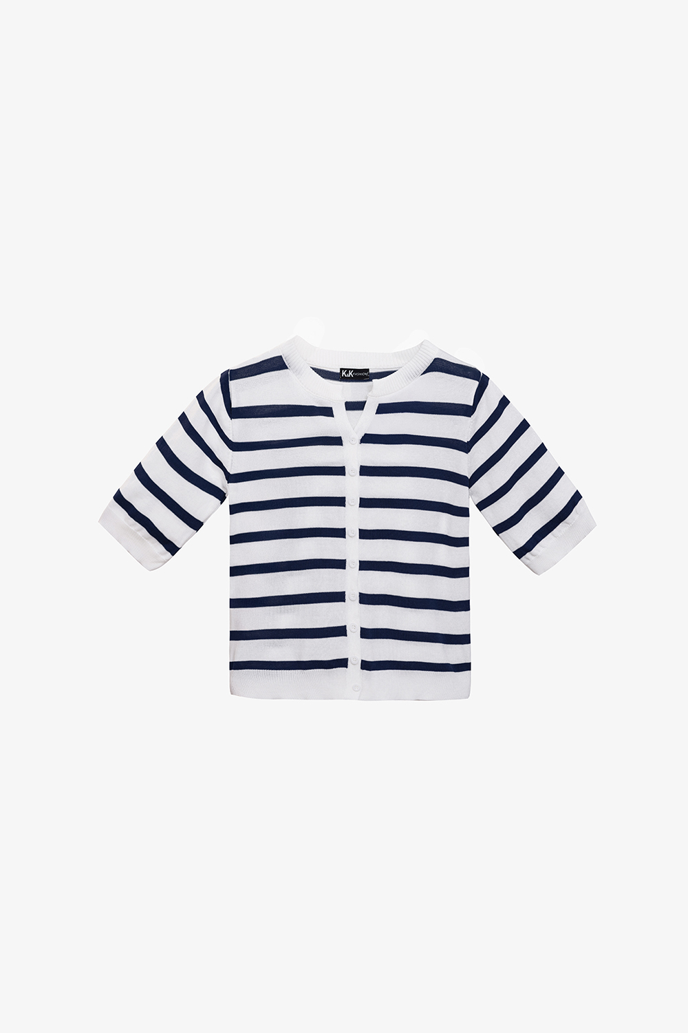 Áo len dệt kim trắng sọc xanh