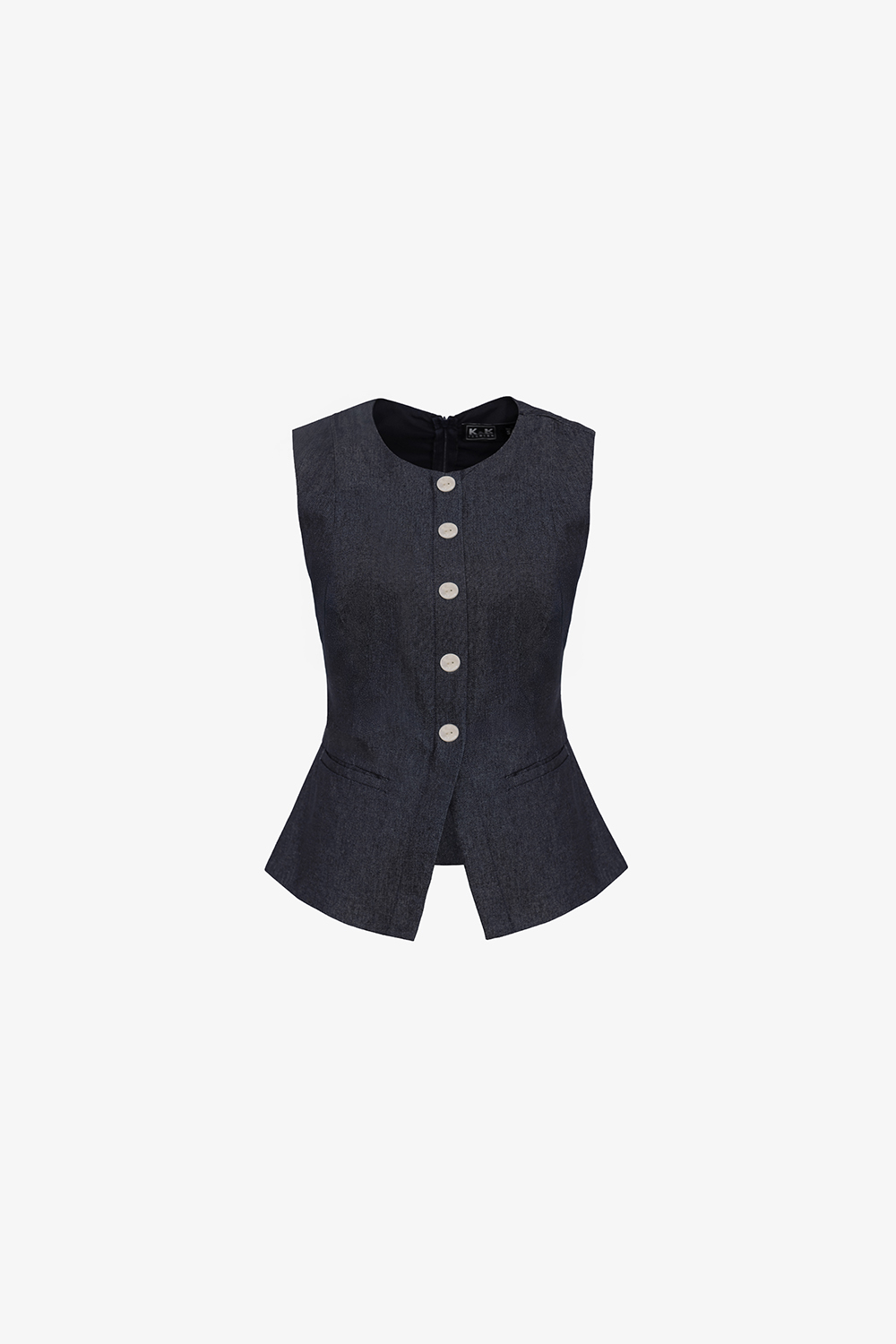 Áo kiểu denim nữ sát nách dáng dài