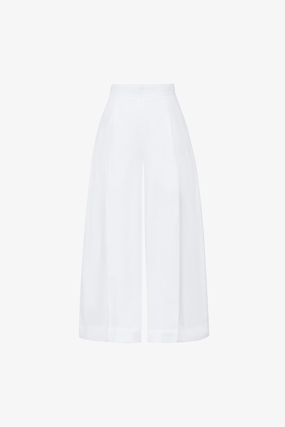 Quần suông trắng linen ống rộng dáng lửng