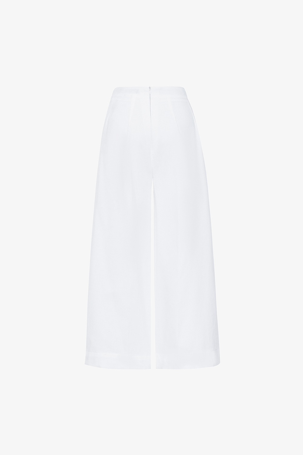 Quần suông trắng linen ống rộng dáng lửng