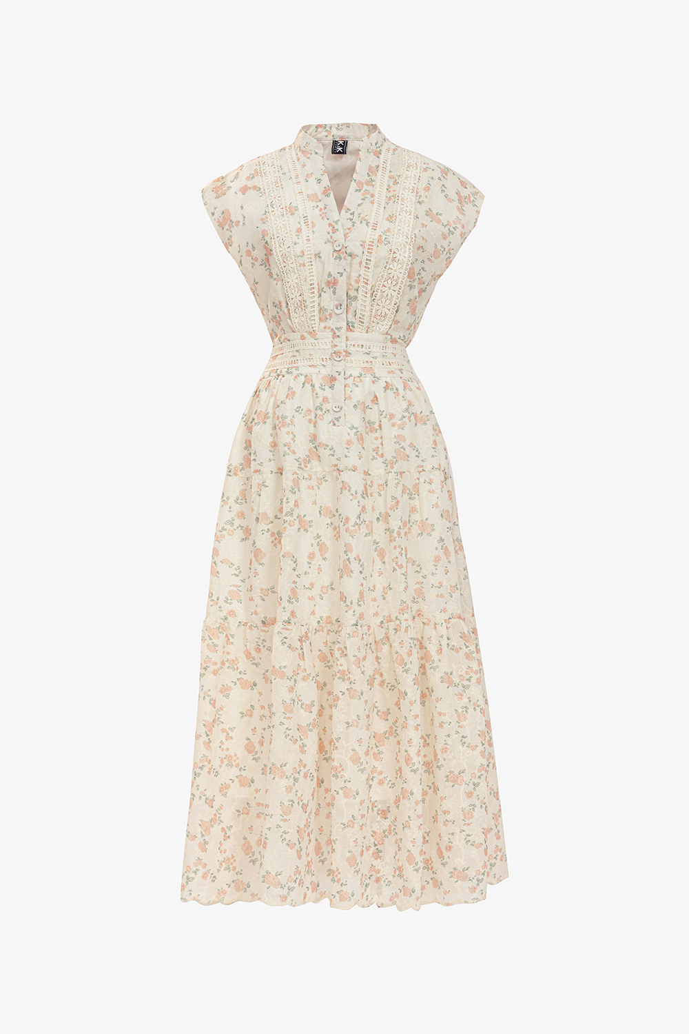 Đầm xô ren thêu dáng dài hoa cam