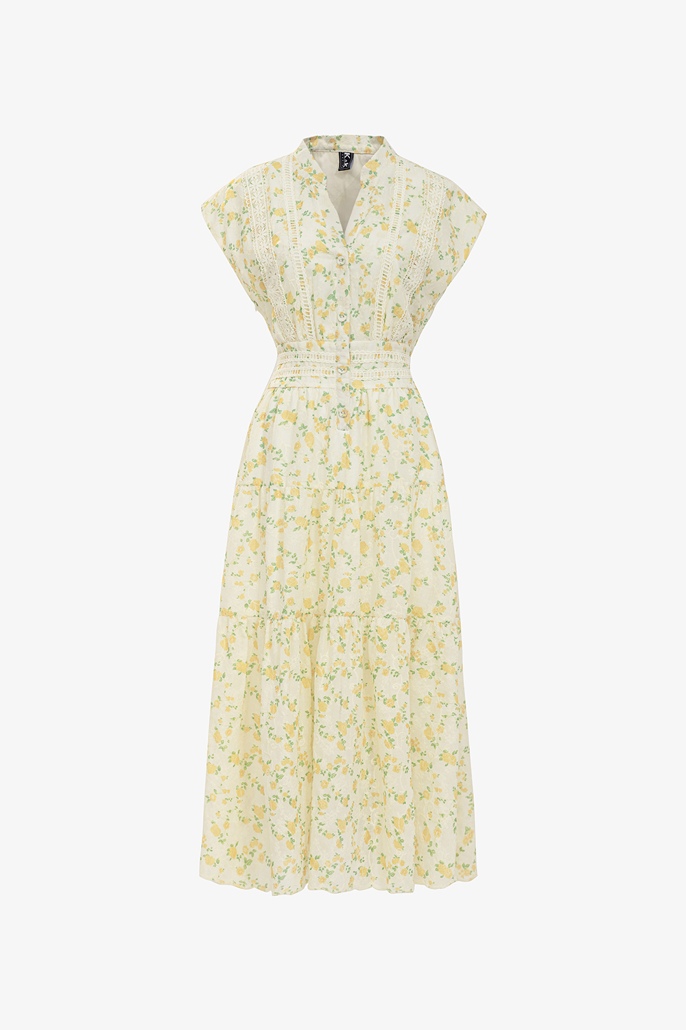 Đầm xô ren thêu dáng dài hoa vàng