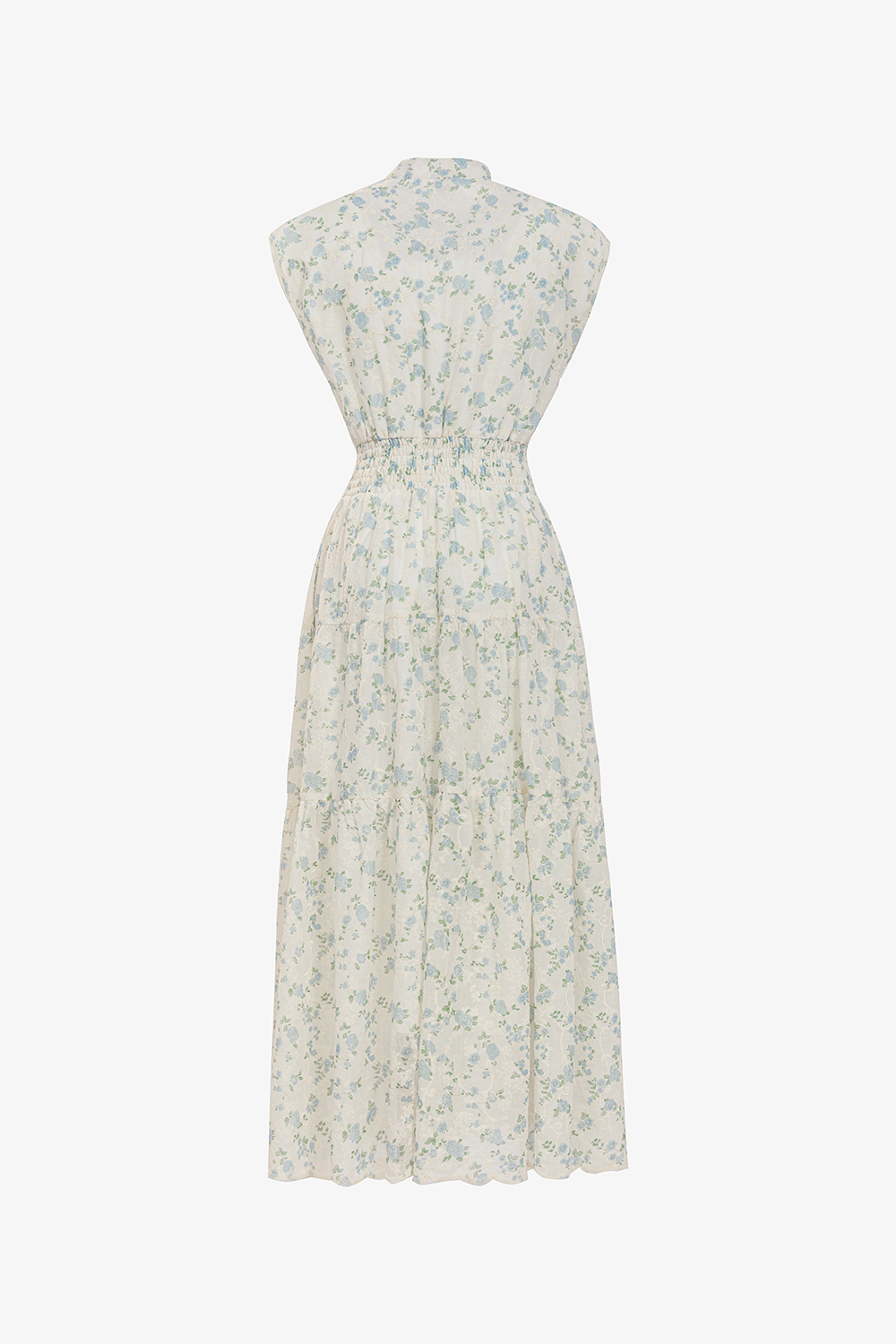 Đầm xô ren thêu dáng dài hoa xanh