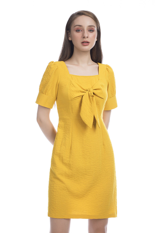 Đầm chữ A tay ngắn phối nơ KK94-31