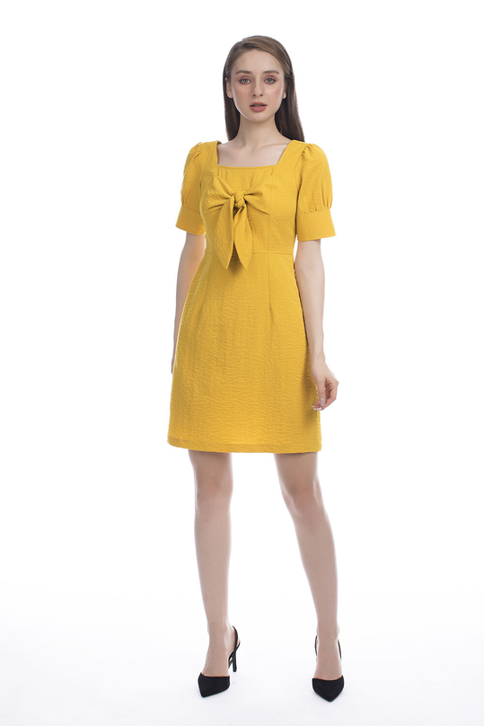 Đầm chữ A tay ngắn phối nơ KK94-31