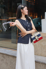 Quần suông trắng linen ống rộng dáng lửng