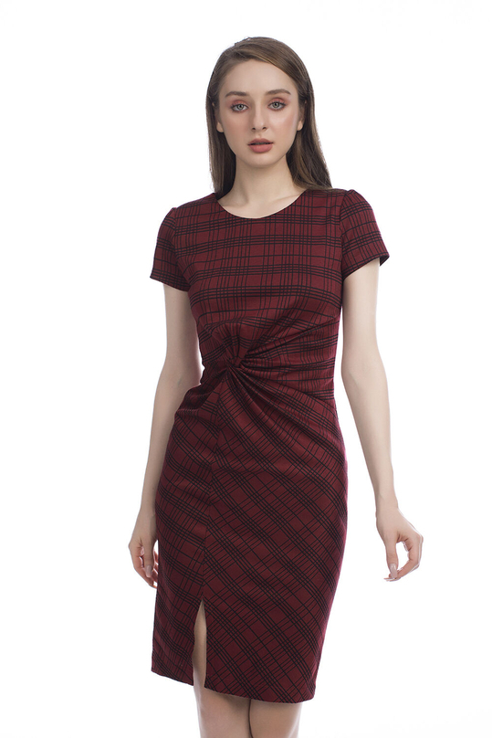 Đầm ôm body xẻ trước nhấn eo KK94-33