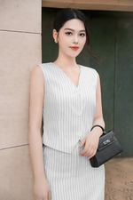 Áo kiểu công sở gile kẻ sọc