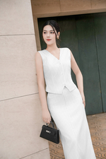Áo kiểu công sở gile kẻ sọc
