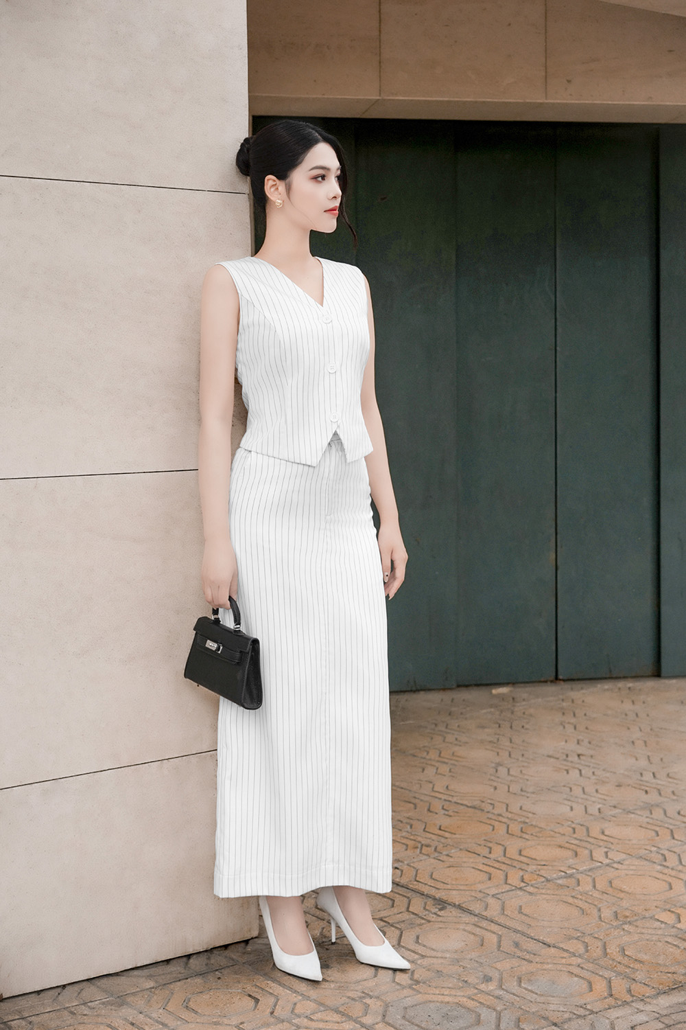 Chân váy suông kẻ sọc dáng dài CV09-27